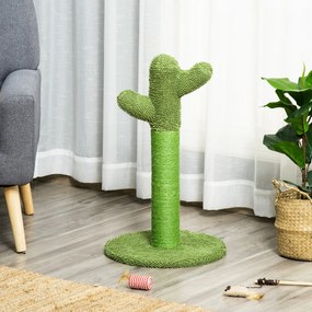 Arranhador para gatos 40 x 40 x 65 cm de interior em forma de cacto, árvore para gatos em sisal resistente com base, verde
