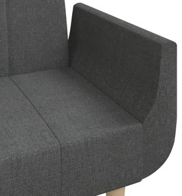 Sofá-cama 2 lugares com duas almofadas tecido cinzento-escuro