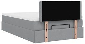 Cama otomana com colchão 120x190 cm tecido cinzento claro