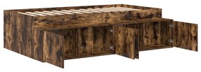 Estrutura de Cama de Armazenamento Carvalho Fumado 90x190 cm