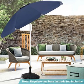 Guarda-sol de praia portátil  178 x 206 cm  com inclinação ajustável e bolsa de transporte para jardim, pátio e exterior azul escuro
