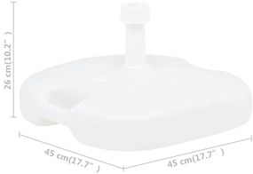 Base de guarda-sol enchimento c/ areia/água 16L plástico branco