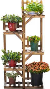 Estante de flores em madeira com suportes para vasos e plantas, 5 prateleiras 60 x 30 x 130 cm, madeira de abeto