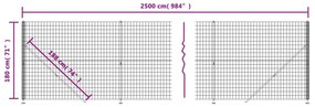 Cerca de malha de arame com flange 1,8x25 m antracite