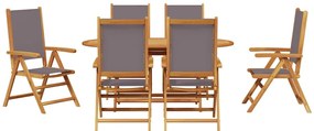 Conjunto de Jantar de Jardim Manual 7 pcs Antracite 6-Pessoas
