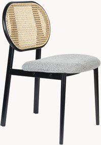 Cadeira de jantar estofada em bouclé e vime entrançado Spike