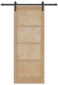 Porta Deslizante com Conjunto de Ferragens 83x211 cm Madeira de Pinho
