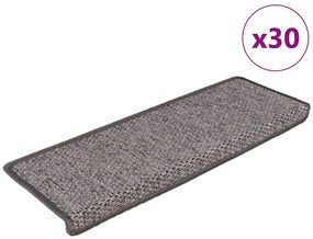 Tapetes escada adesivos aspeto sisal 30pcs 65x21x4 cinza e bege