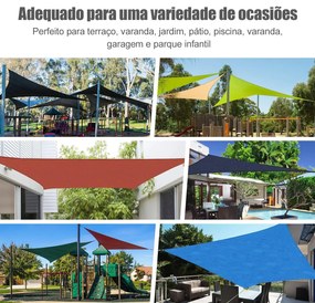 Toldo Vela de Sombra Retangular 4x6 m Toldo Vela de HDPE com Proteção UV Aneis em Forma de D e Cordas para Jardim Pátio Piscina Areia