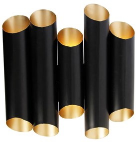 Candeeiro de parede preto com interior dourado 10 luzes - Apito Moderno