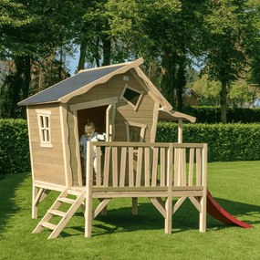 Casa de brincar exterior para crianças Crooky 350 em madeira - cinza-bege