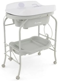 Trocador de fraldas 2 em 1 com banheira e trocador dobrável - bege