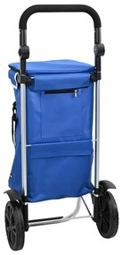 Carrinho de Compras vidaXL com Rodas e Cabo Ajustável Azul 40 L