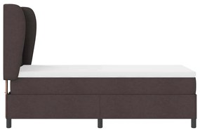 Cama Box com cabeceira Castanho escuro 100 x 200 cm Tecido