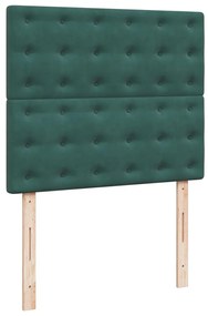 Cama boxspring com colchão 120x200 cm veludo verde-escuro