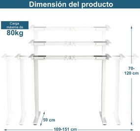 Estrutura Elétrica para Escritório "ErgoFlex" - Branco | Base Reguláve