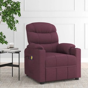 vidaXL Poltrona elevatória de massagens tecido roxo