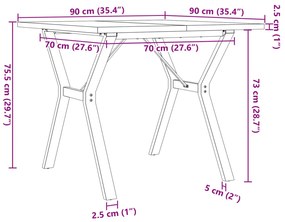 Mesa de jantar estrutura em Y 90x90x75,5 cm pinho/aço