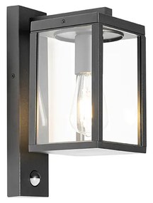 Lanterna de parede exterior preta com sensor de movimento IP44 - Charlois Industrial