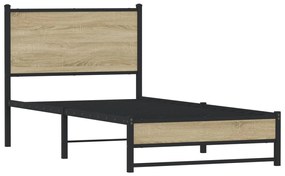 Estrutura de cama sem colchão 90x190 cm metal carvalho sonoma
