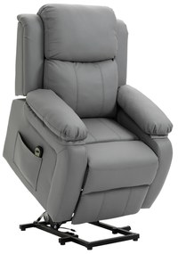 Poltrona Relax Levanta Pessoas com Controle Remoto Reclinação Elétrica de 160° Apoio para os Pés Encosto Estofado em PU e Bolsos Laterais 76x90x105cm