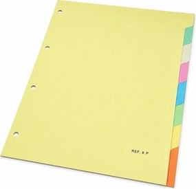 Separadores de Cartolina RIVA A4 8 Posições Creme com Abas Coloridas 180 g para Arquivo