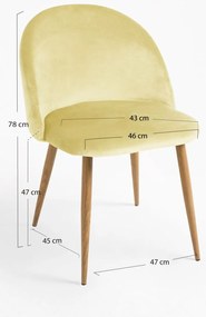Pack 4 Cadeiras Vint Veludo - Amarelo dourado