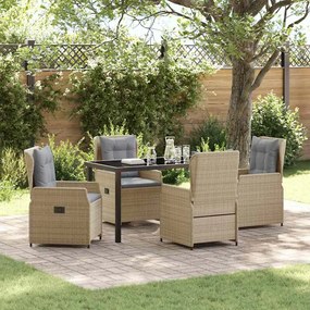 vidaXL Conjunto de Jantar de Jardim 5 Peças Bege em Rattan Sintético