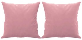 Sofá 2 lug. c/ almofadas decorativas 120 cm veludo rosa