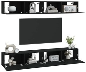 Móveis de TV parede 4 pcs 100x30x30 cm preto