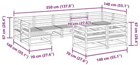9 pcs conjunto sofás de jardim madeira de pinho maciço