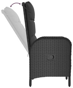 Cadeiras de exterior 2 pcs vime PE preto