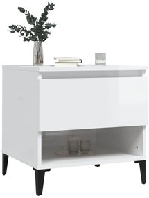 Mesas de apoio 2 pcs 50x46x50cm deriv. madeira branco brilhante