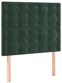 Cama com molas/colchão 100x200 cm veludo verde-escuro