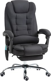 Cadeira de Escritório com 6 Pontos de Massagem Giratória com Encosto Reclinável 135º Função de Aquecimento 65x70x111-119 cm Preto