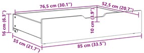 Gavetas para cama com rodas 2 pcs 85x55x16 cm pinho maciço