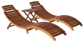 vidaXL Conjunto lounge exterior 3 pcs madeira acácia maciça castanho