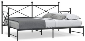 Cama de dia com gavetão sem colchão 80x200 cm aço preto