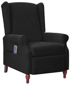 vidaXL Poltrona de massagens reclinável tecido preto