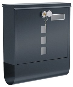 Caixa de correio SONGMICS, caixa de correio de parede, fechadura com tampa e núcleo de cobre, porta-jornais, janelas de visualização e placa de identificação, fácil de instalar, cinza antracite GMB20AG