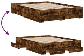Estrutura de cama c/ gavetas derivados madeira carvalho fumado
