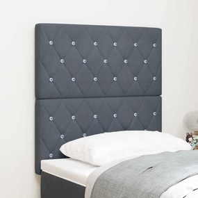 vidaXL Cabeceira Almofadada Cinza Escuro com Botões de Cristal, 80 cm de Veludo