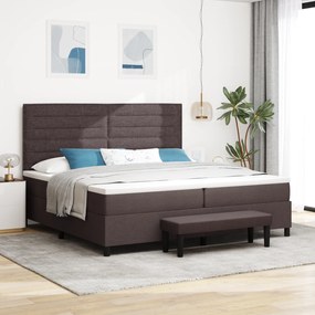 vidaXL Cama com Molas com Colchão &amp; Banco Castanho 200x200 cm Tecido