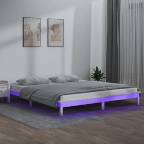 Estrutura cama c/ LED pequena casal 120x190 cm pinho branco