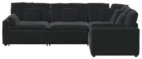 Sofá modular com almofadas veludo preto