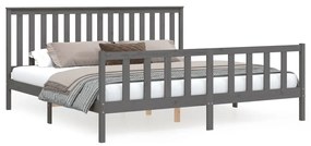 Estrutura de cama com cabeceira 200x200 cm pinho maciço cinza