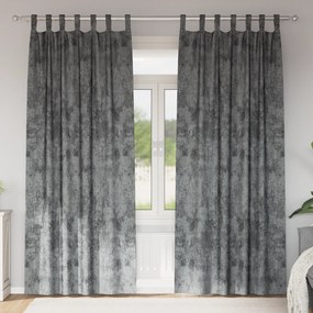 vidaXL Cortinas de Veludo 2 pcs com Abas Cinza 245x140 cm