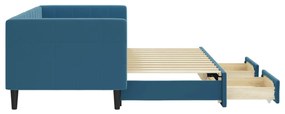 Sofá-cama com gavetão e gavetas 80x200 cm veludo azul