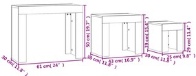 Mesas centro de encastrar 3pcs derivados madeira cinza cimento