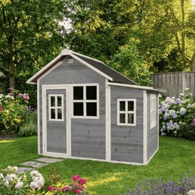 Casa de brincar infantil exterior para crianças Loft 150 em madeira - Cinzenta